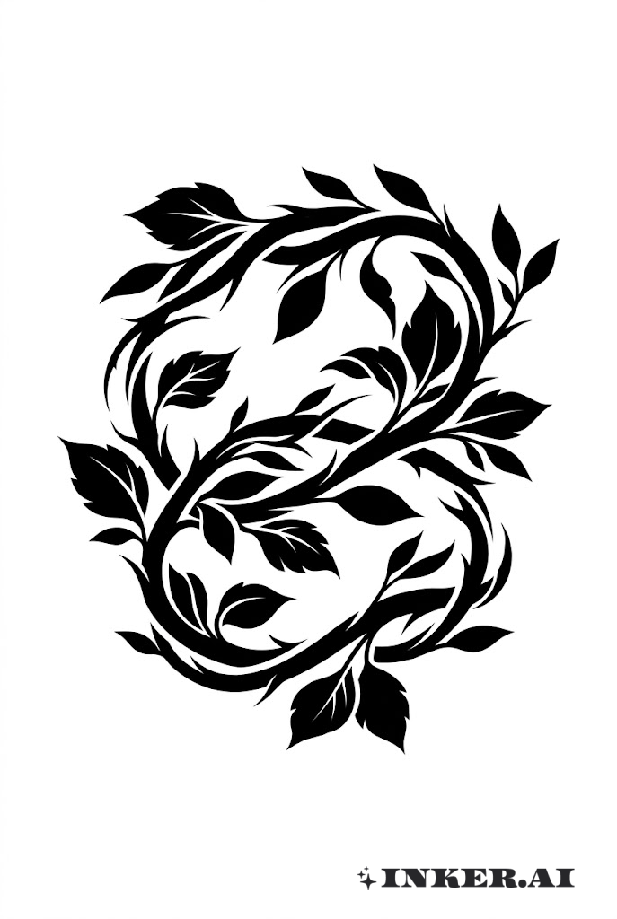 黑色藤蔓环绕前臂纹身