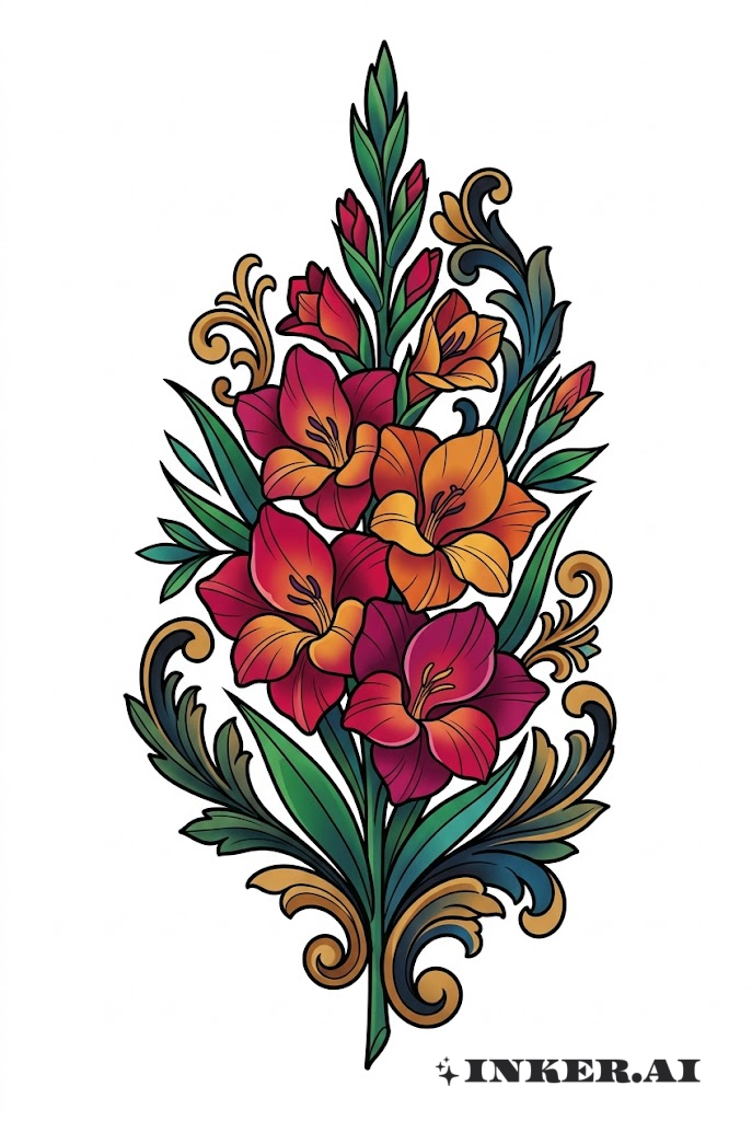 Bouquet de Gladíolos com Fundo Ornamentado