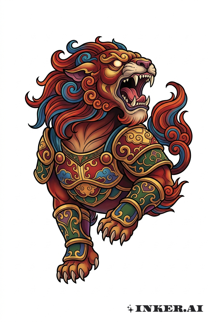 新傳統武士石獅