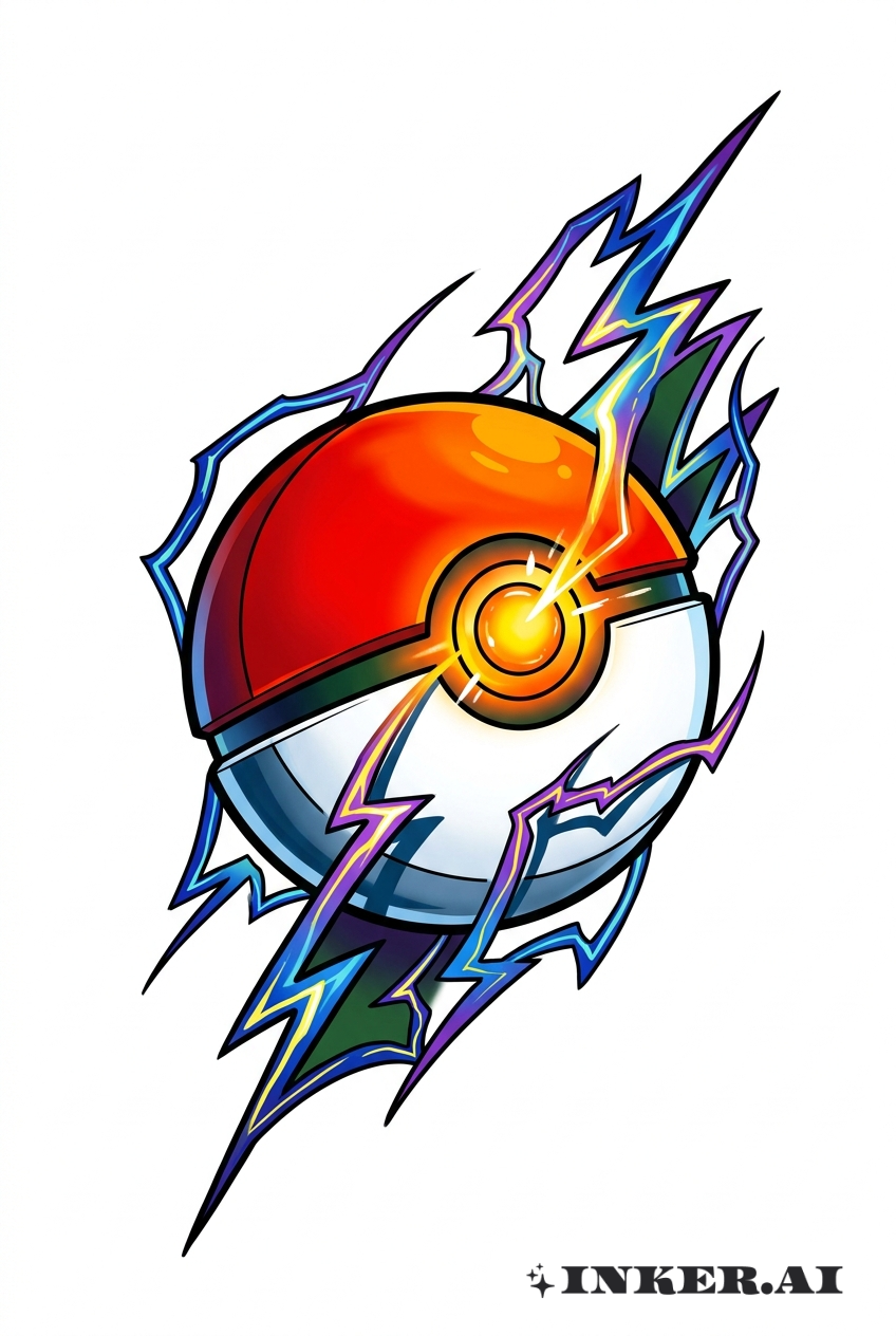 Pokeball lumineux néo-traditionnel avec éclair