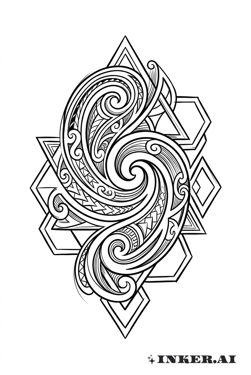 Motifs en spirales maoris dessinés à la main