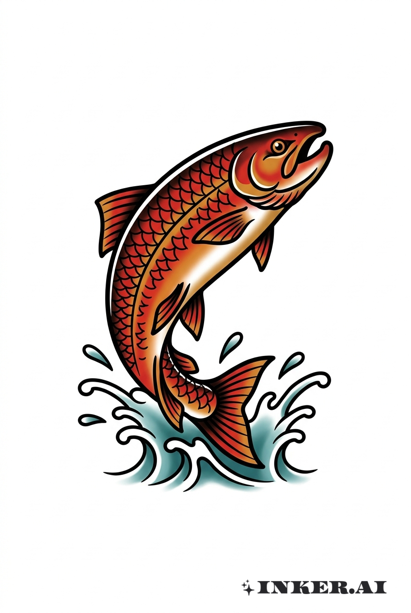 传统的鲑鱼跃姿