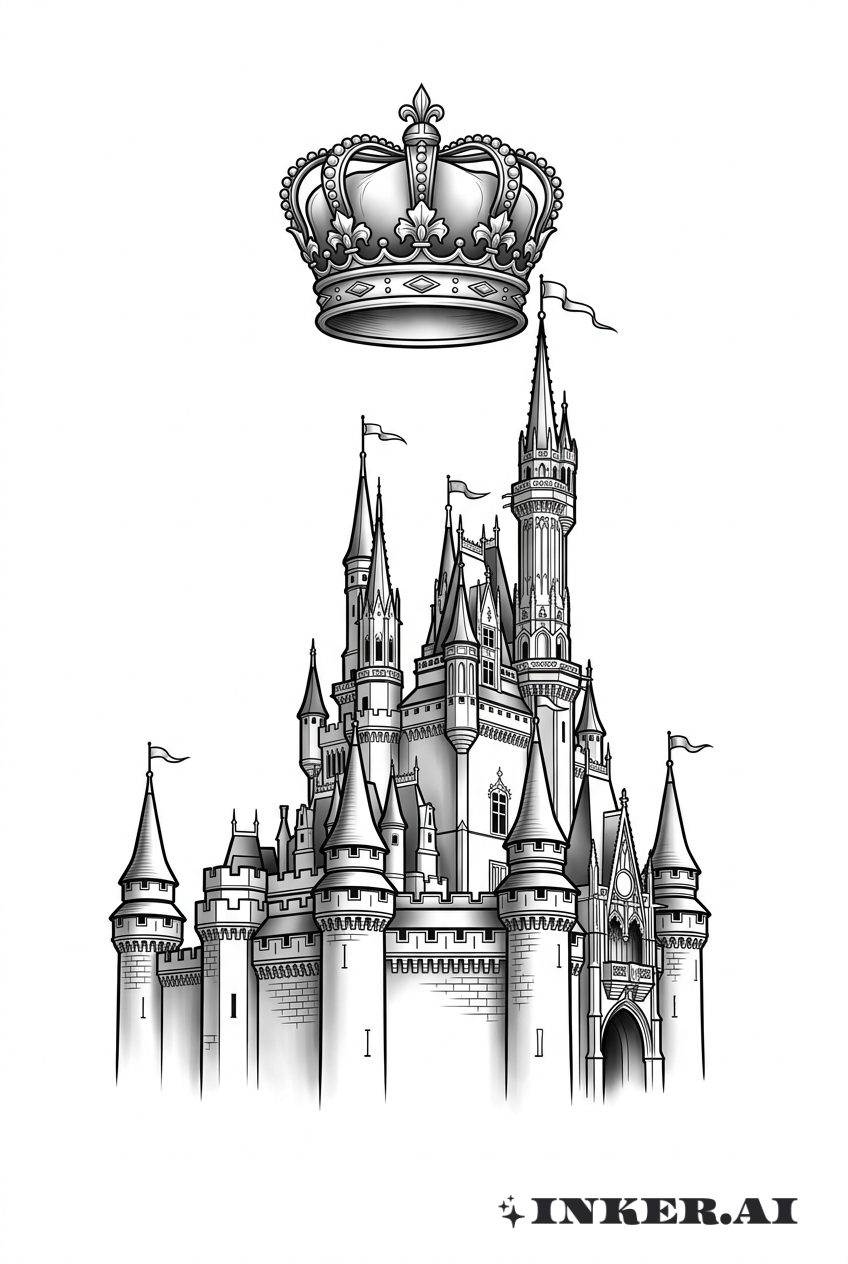 王國線條藝術皇冠城堡