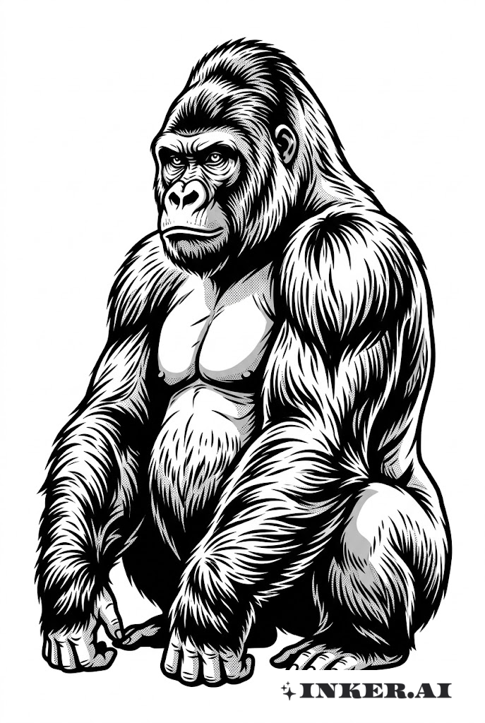 Gorillagröße Schwarz und Grau