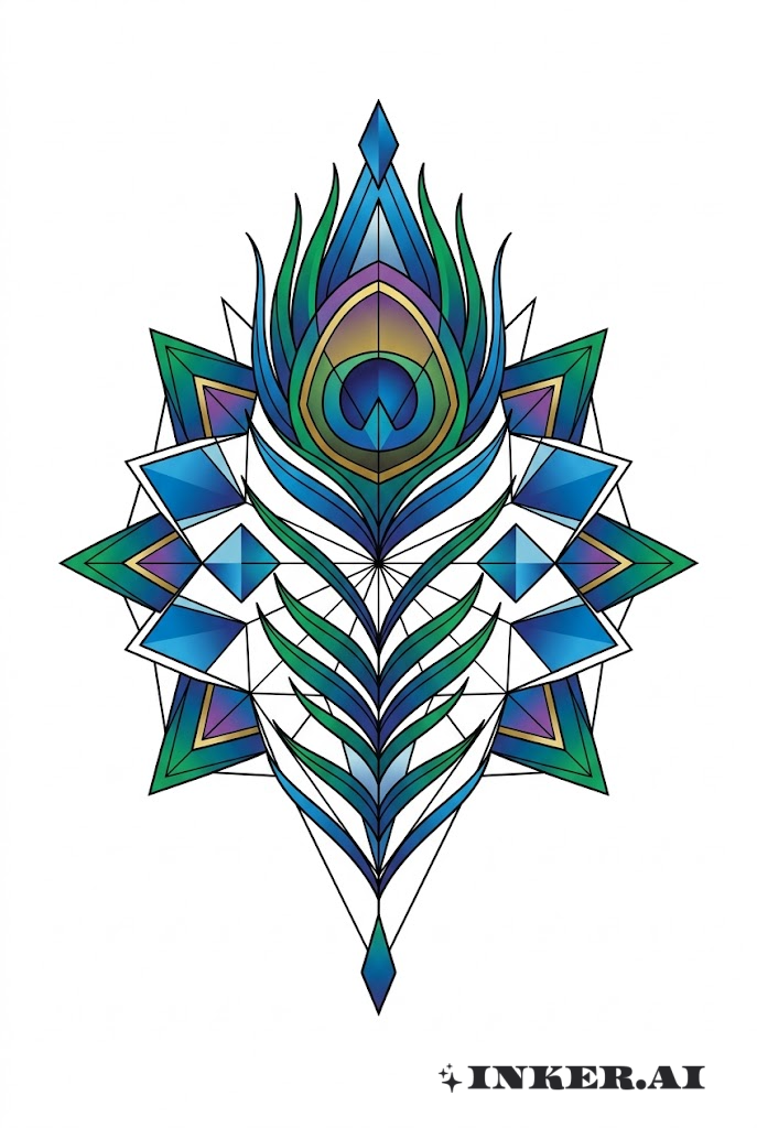 Geometric Peacock Feather Mandala