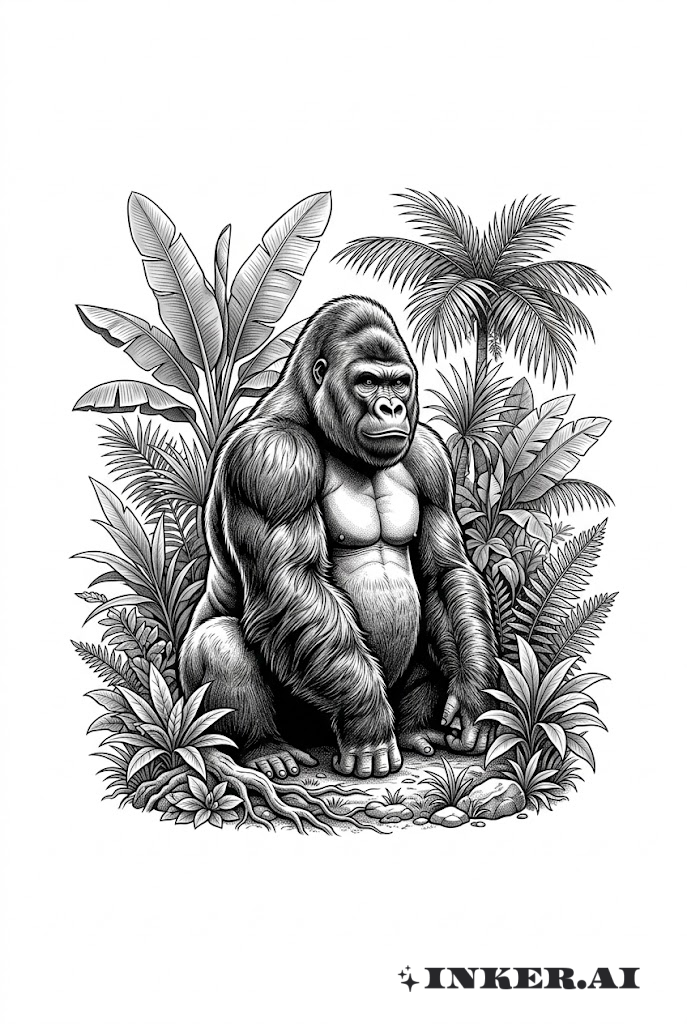 Gorilla im Jungle Realismus Tattoo