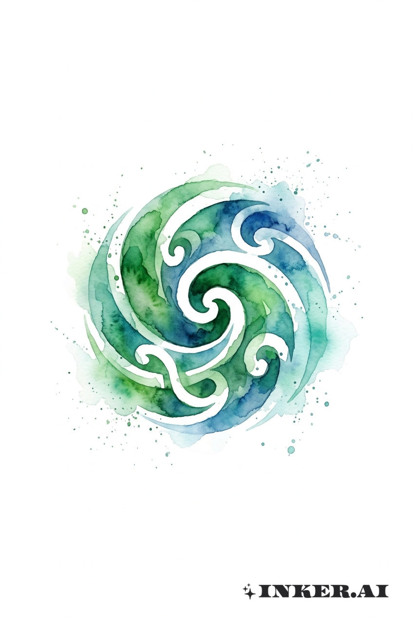 Tatouage aquarelle spirale Koru Maori