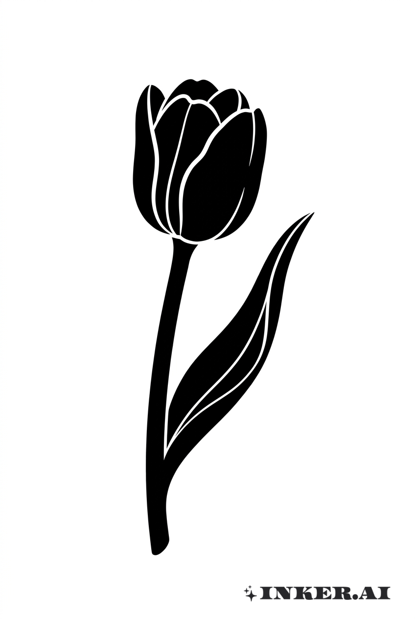 Silhouette de tulipe Blackwork