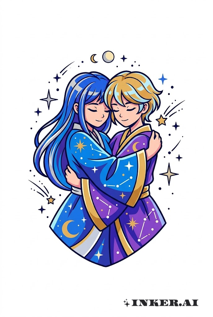 双子动漫双胞胎拥抱