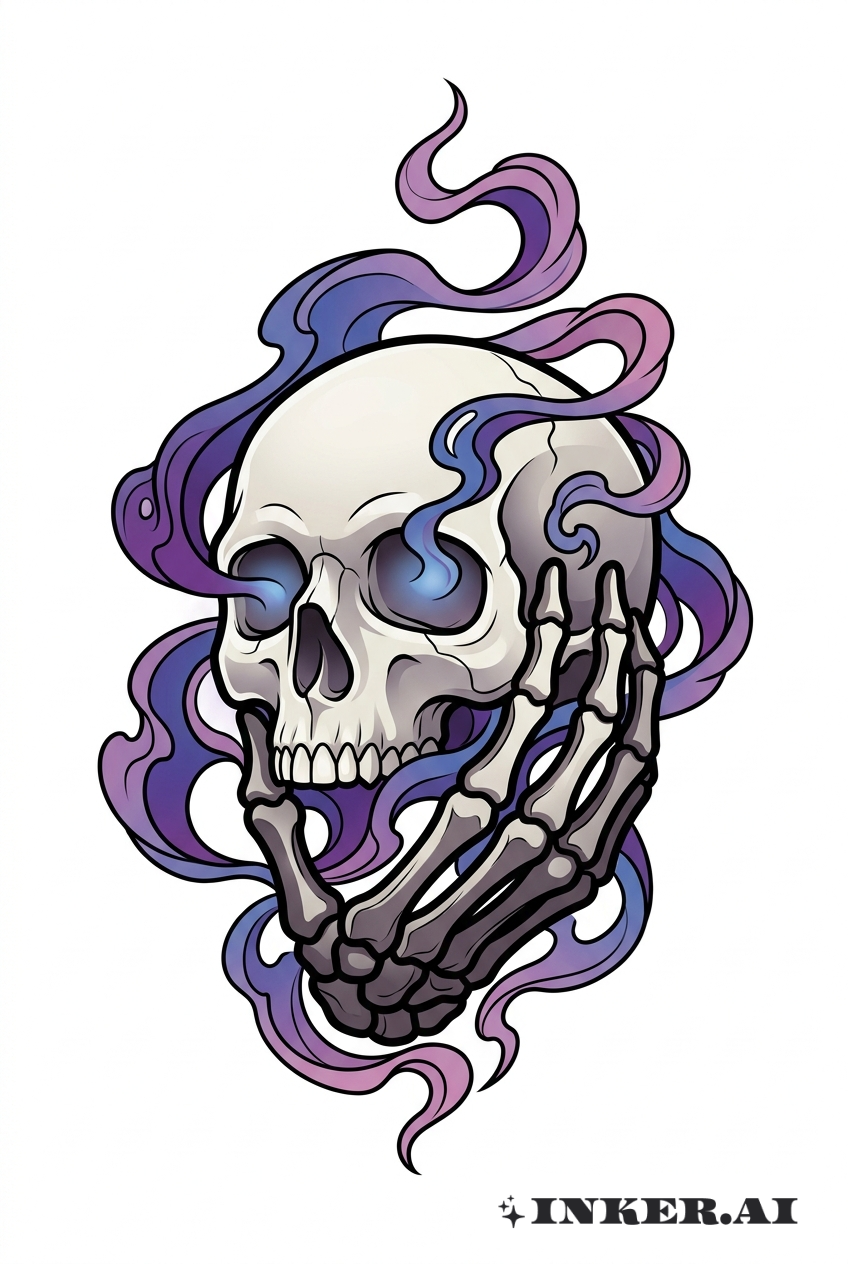 Main embrassée par une main squelettique