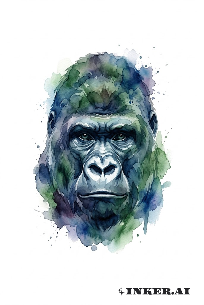 Aquarell-Gorilla-Porträt