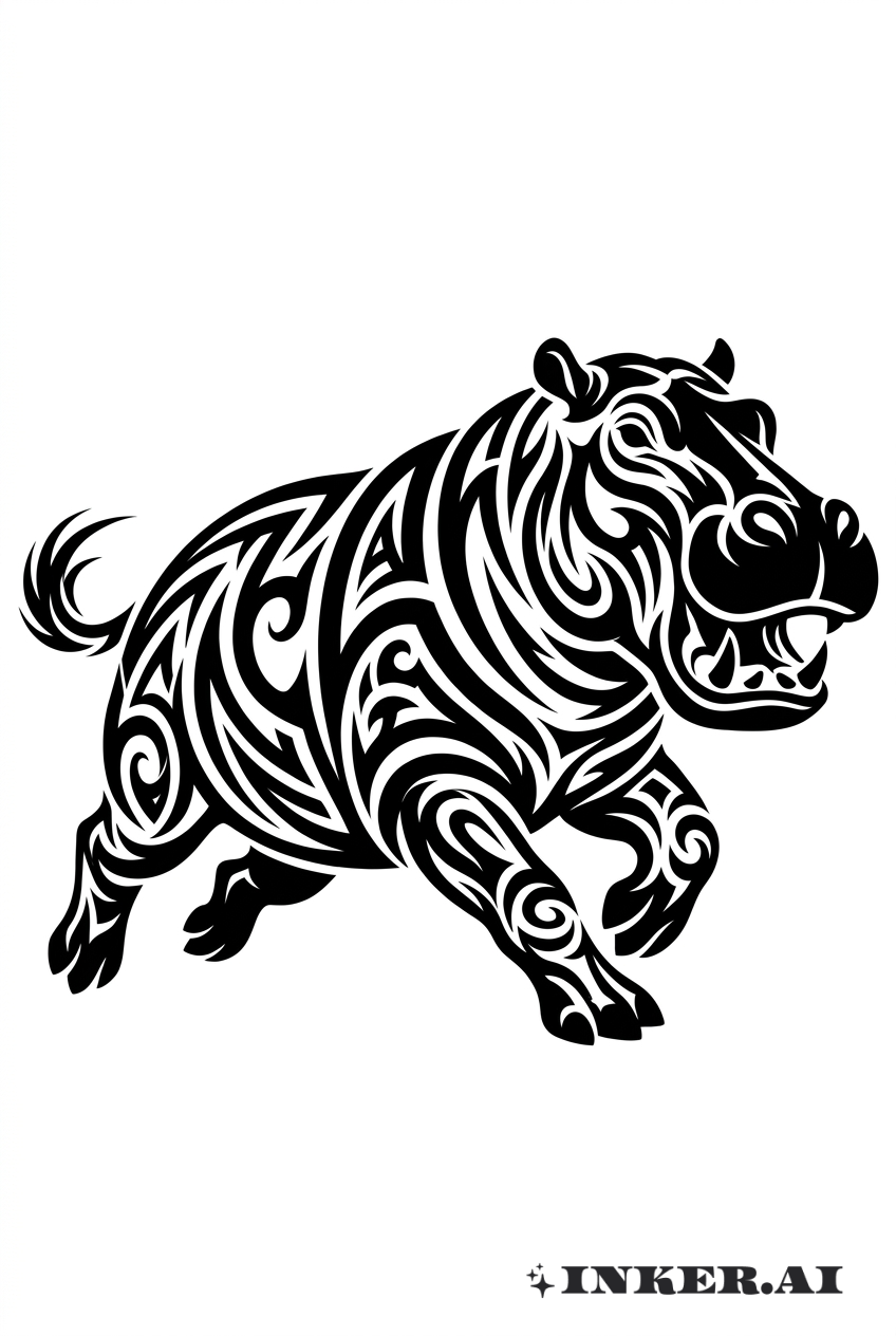 Stammes-Hippo in Bewegung