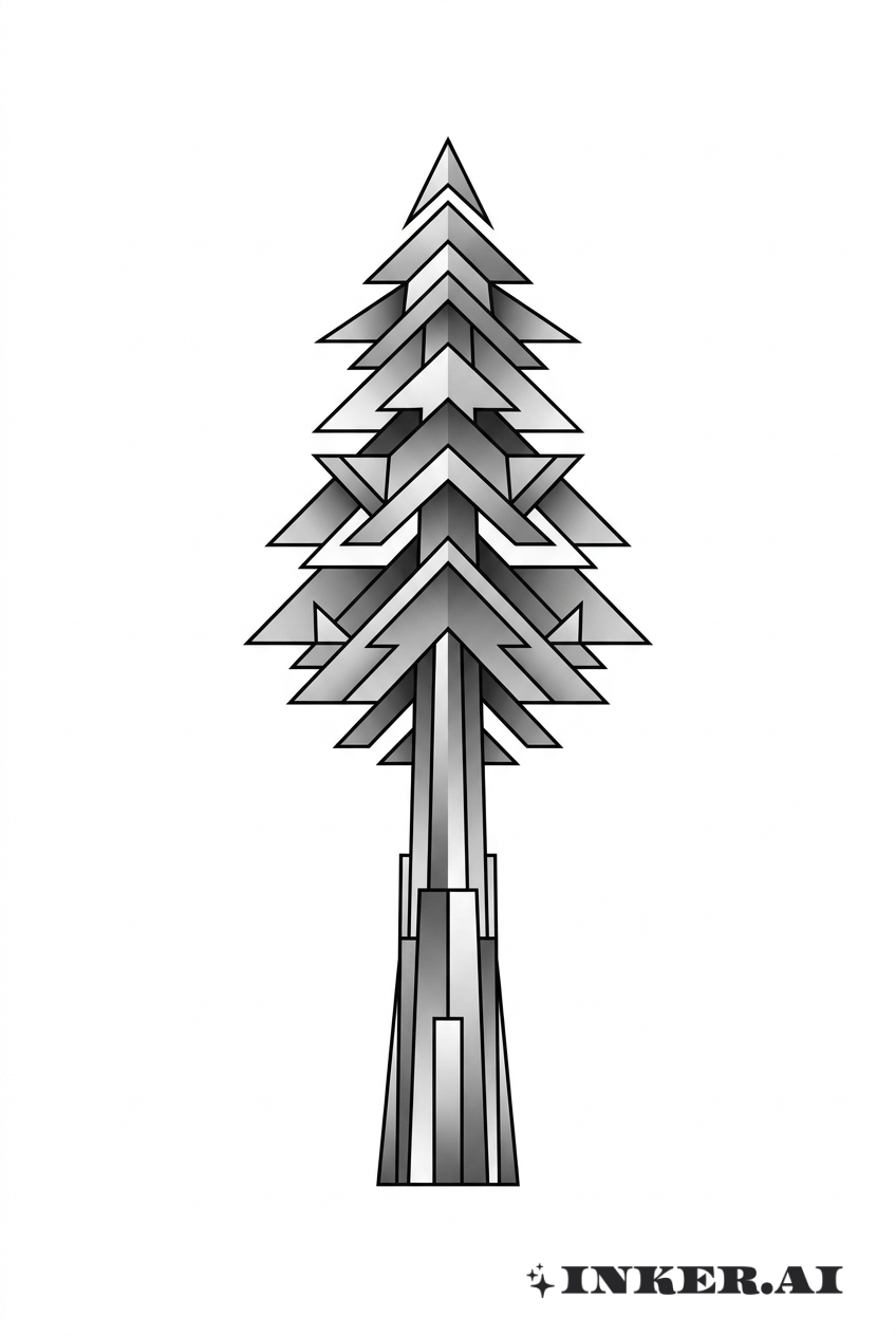 幾何学的なレッドウッドツリーのシルエット