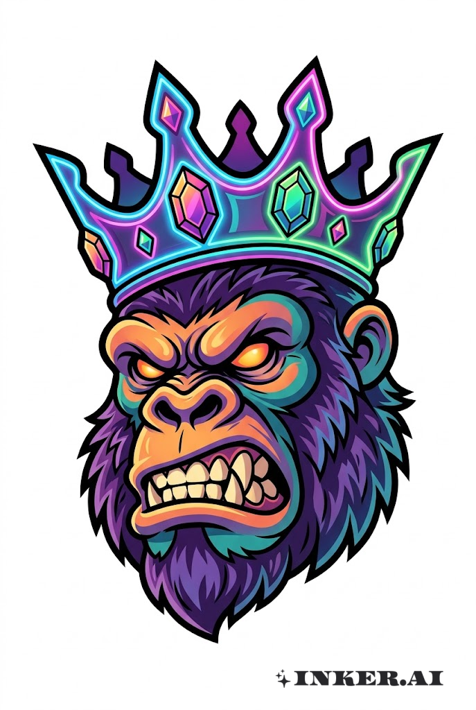 Gorilla mit Neonkrone