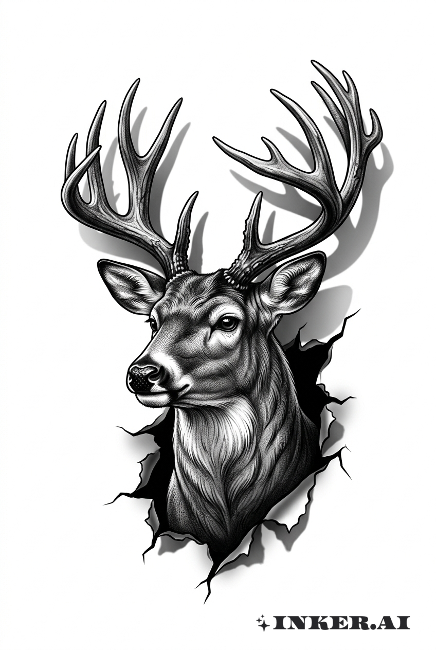 Cabeza de Ciervo Majestuoso 3D