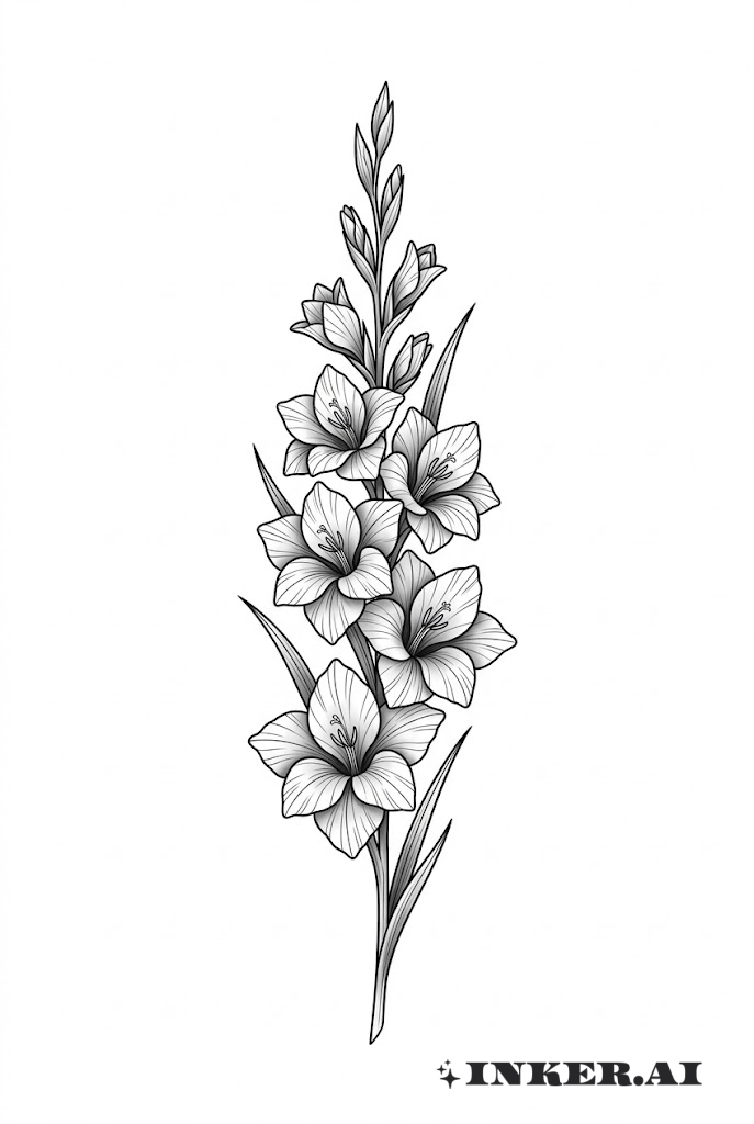 글라디올러스 줄기 실루엣