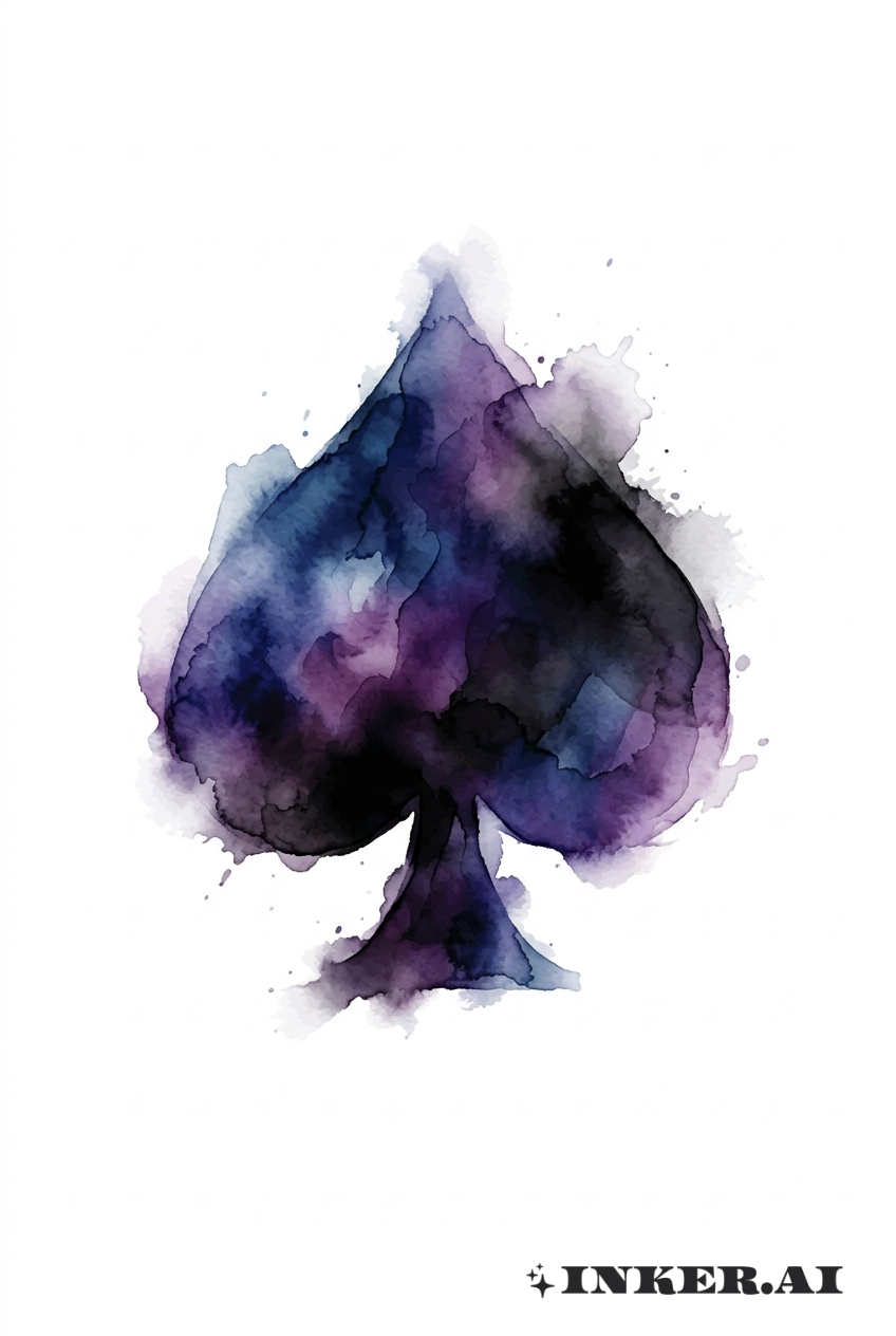 As de Pique en Aquarelle Abstraite