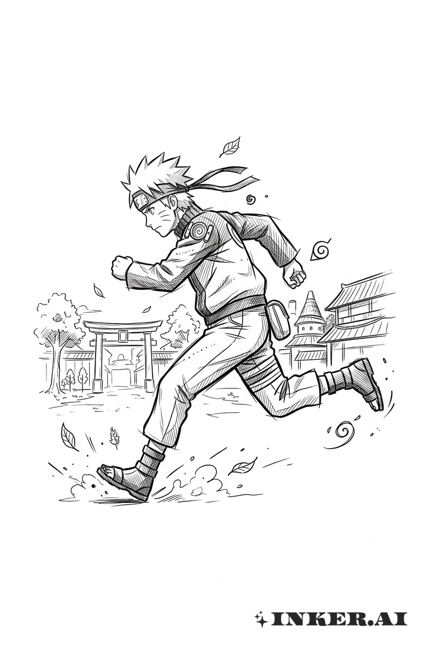 Naruto correndo por Konoha