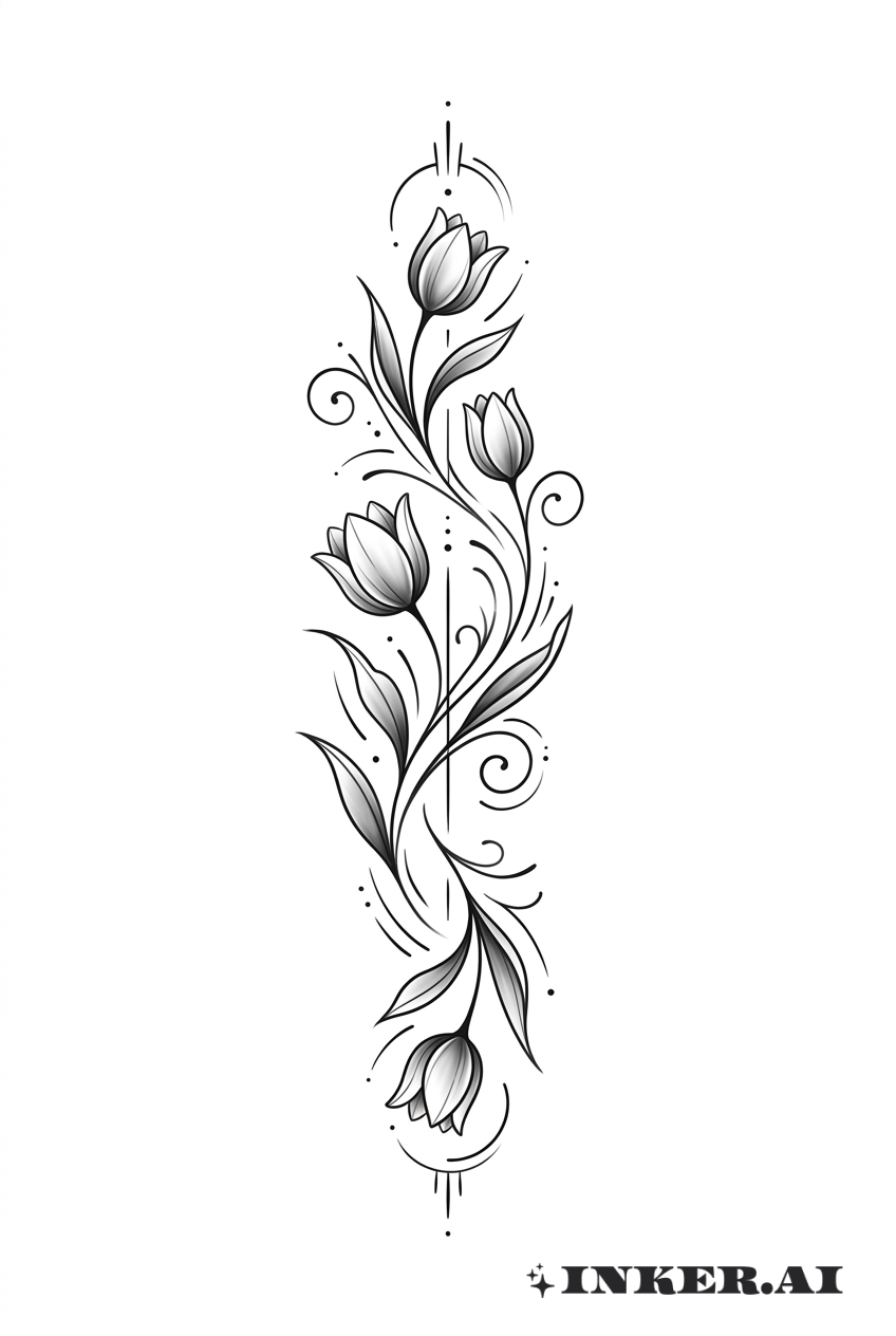 Ornement de Vigne et Tulipe
