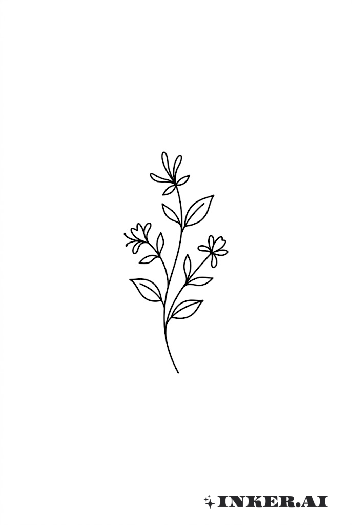 Minimalist Honeysuckle Stem