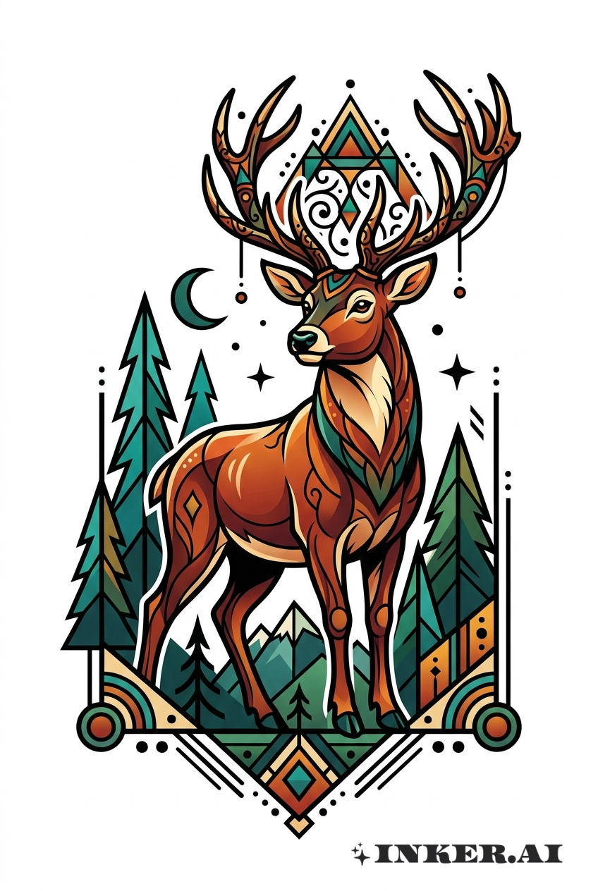 Buck in Forest Scene