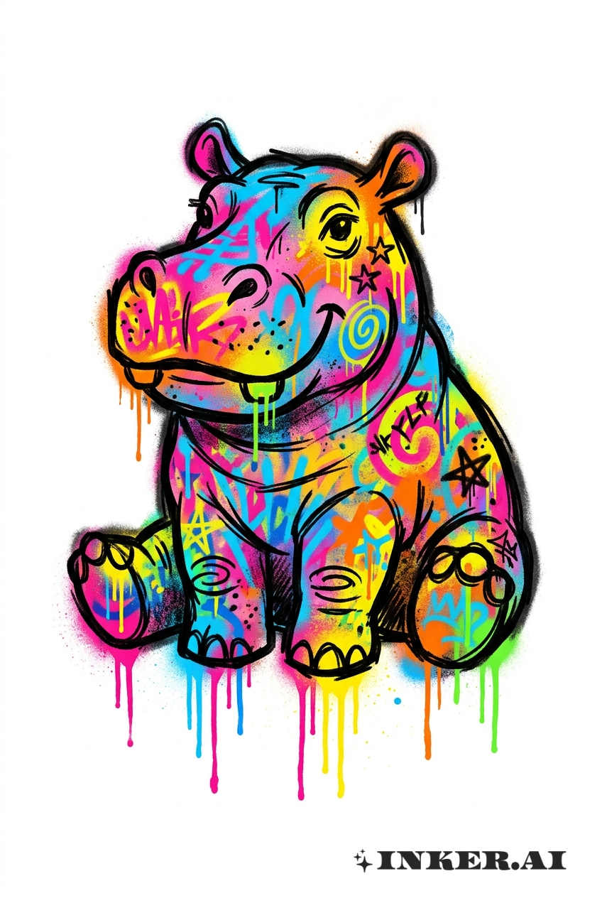 Flusspferd Graffiti Straßen-Chic