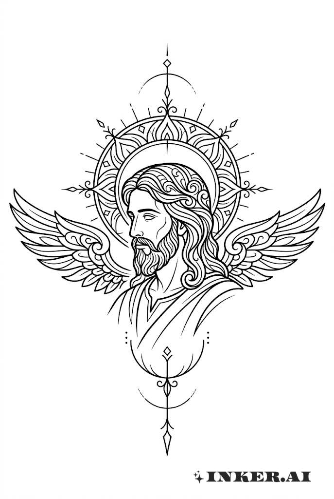 Hào Quang Trang Trí và Đôi Cánh của Chúa Jesus