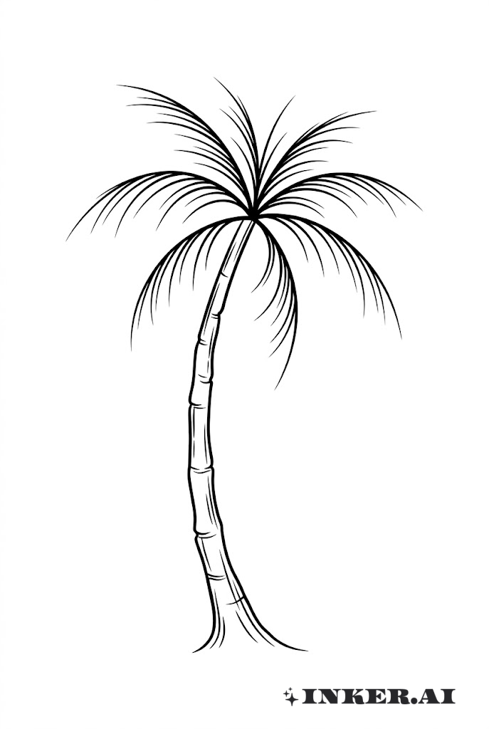 Phác thảo cây cọ với những đường cong dịu dàng