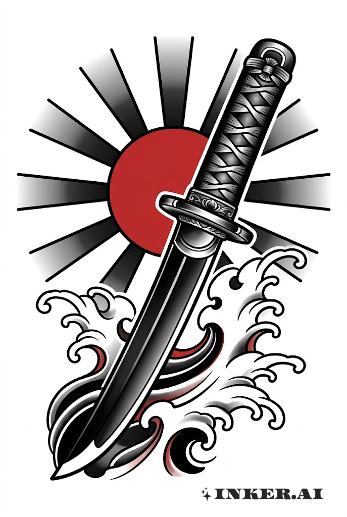 Couteau de Samouraï et Soleil Levant