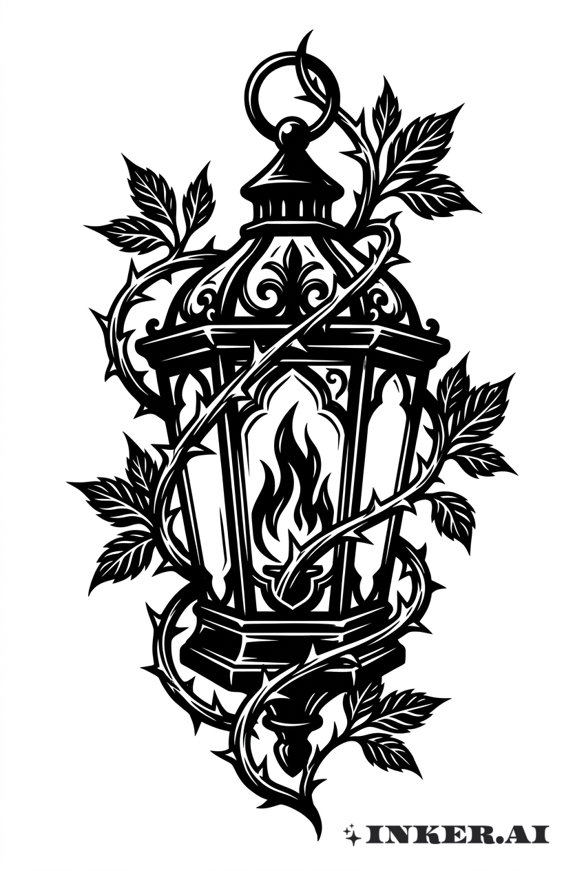 帶荊棘藤蔓的黑燈籠