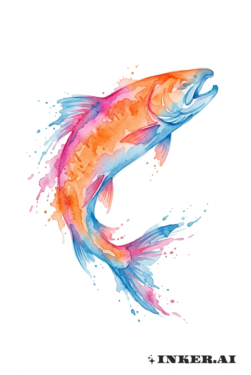 抽象的な水彩サーモン