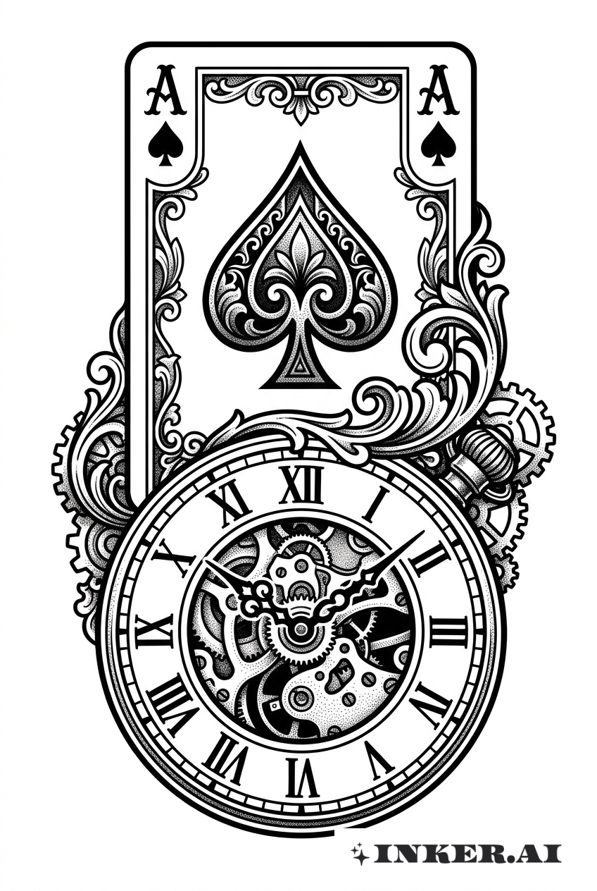 As de Pique Horloge Vintage