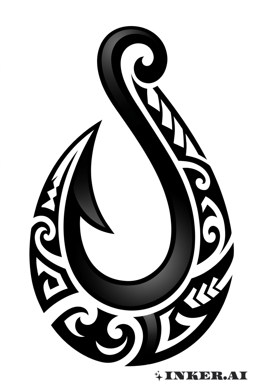 Hameçon Hei Matau Maori Blackwork