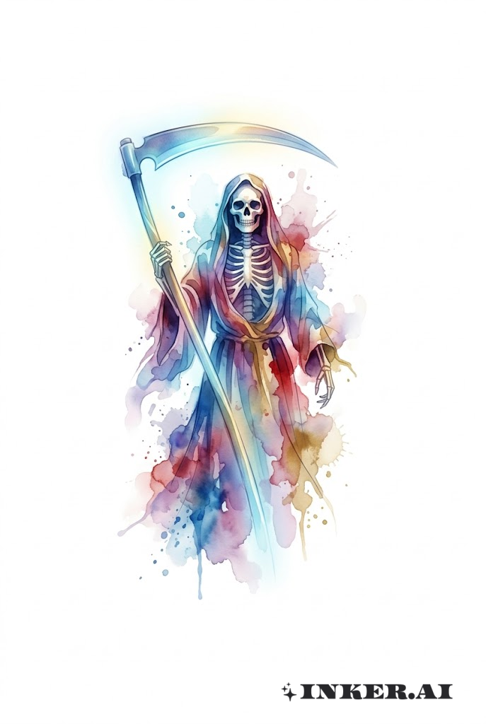 Santa Muerte Watercolor Reverie