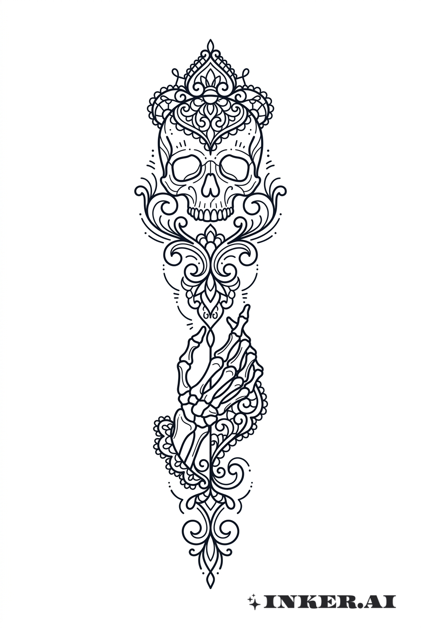 Viktorianische Schädelhand-Spitzenarbeit