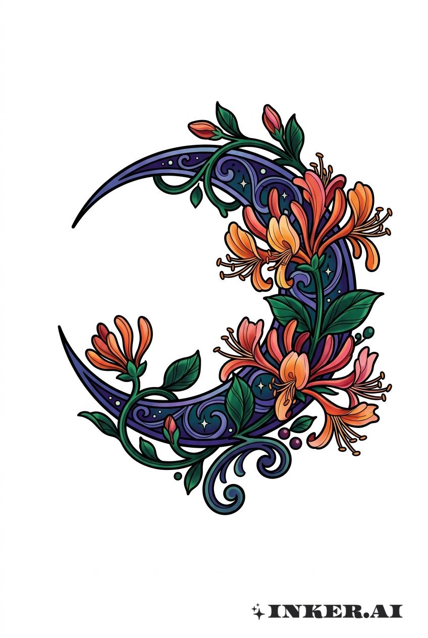 Honeysuckle and Crescent Moon