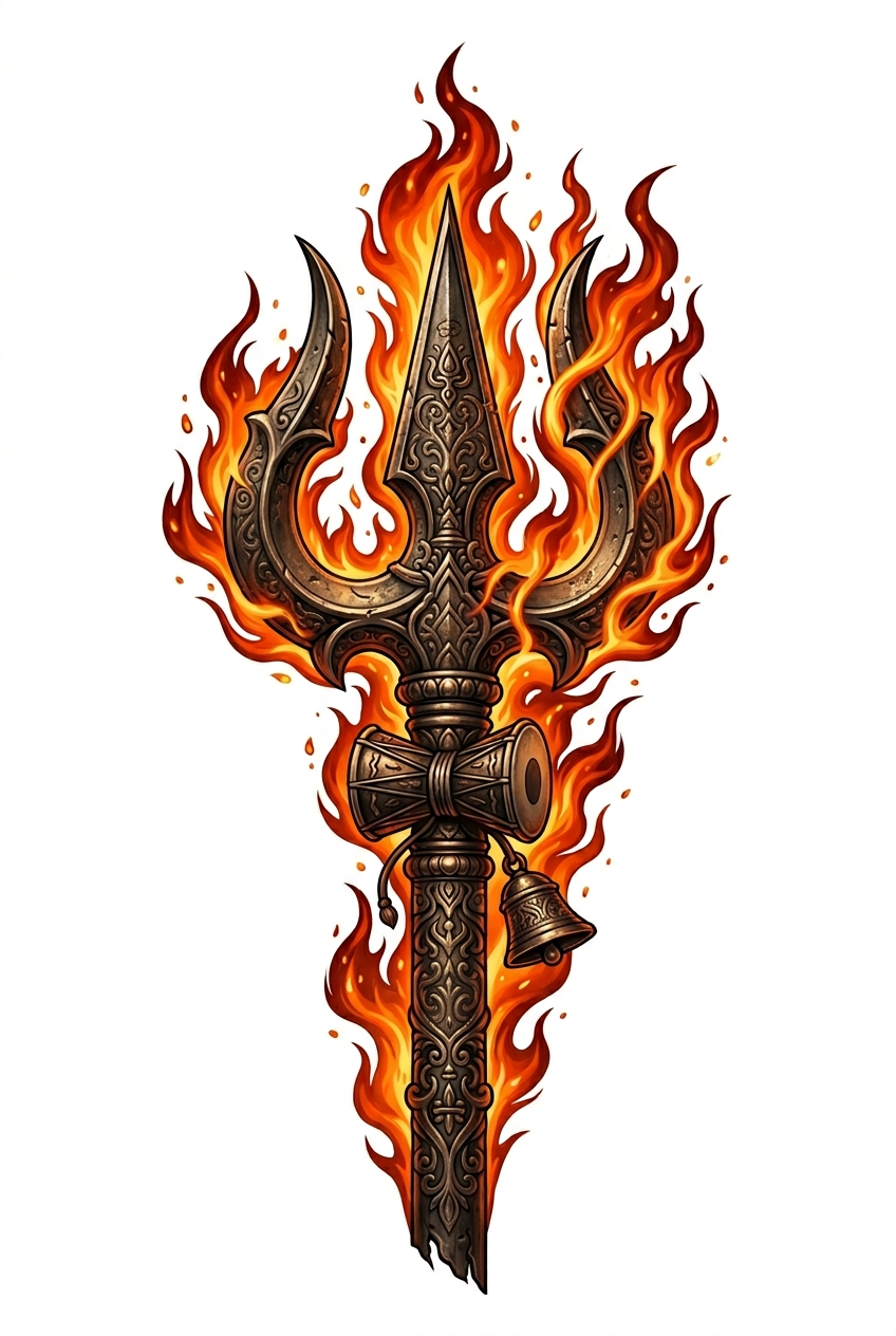 Trishul Ancien avec Feu
