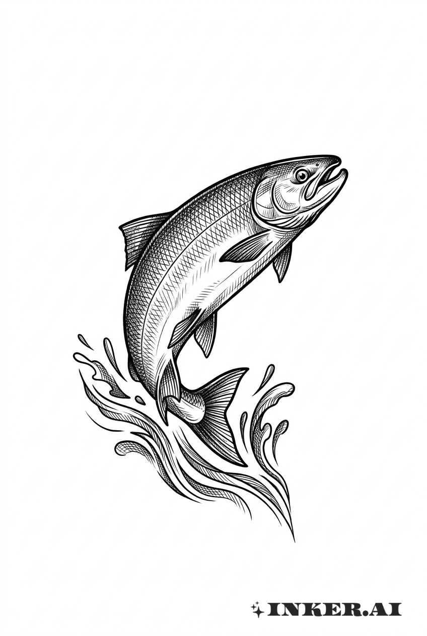 Croquis de Saumon Sautant