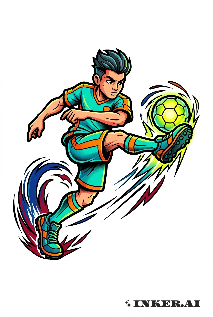 アクション中のダイナミックなサッカー選手