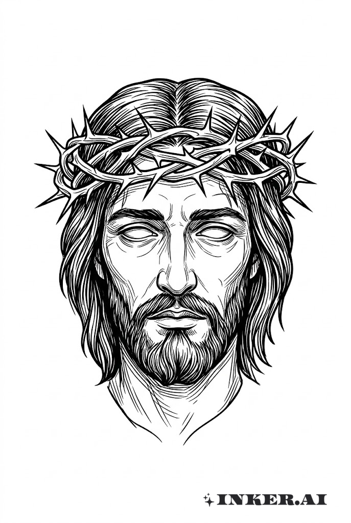 荆棘冠冕的耶稣草图