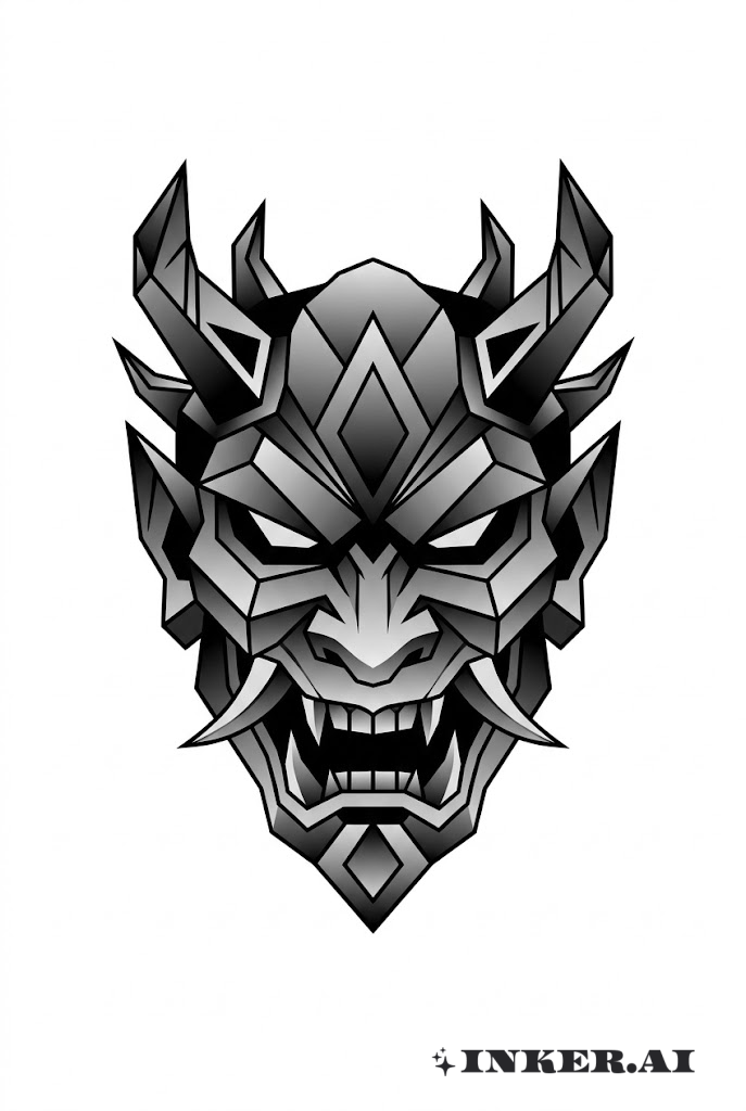 Geometrische Dämonenmaske Komposition