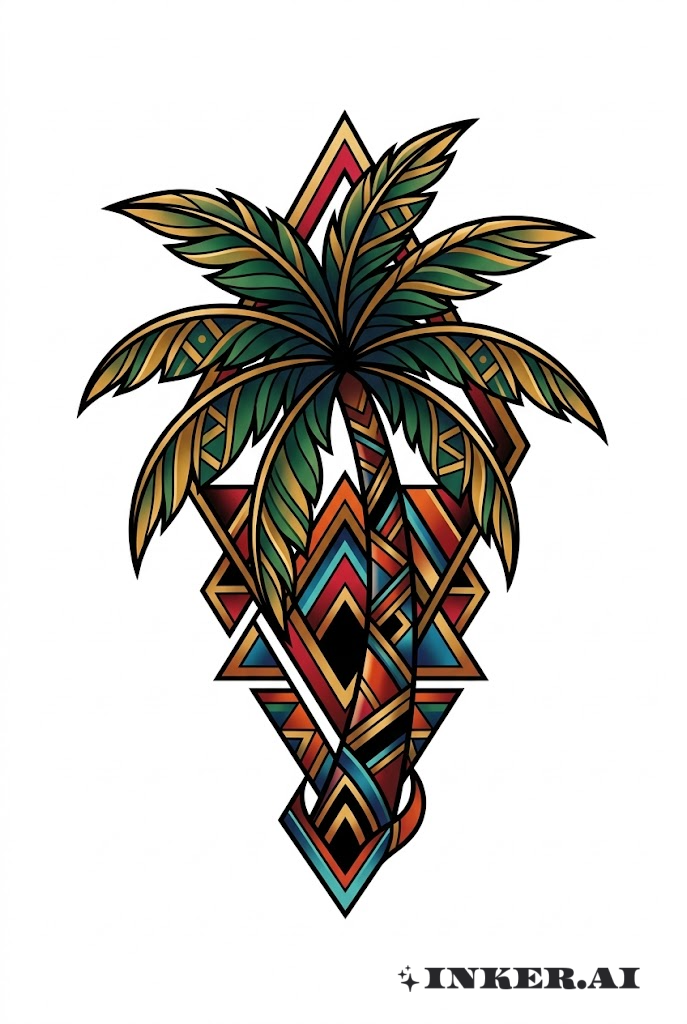 Mystical Palm with Geometric Elements