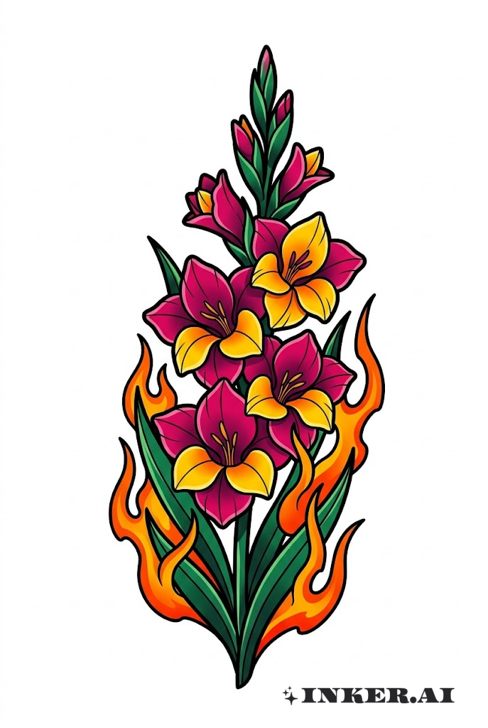 Hoa lay ơn với ngọn lửa hoạt hình