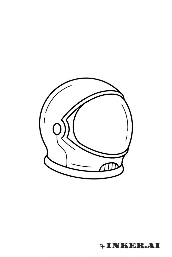 ミニマリストの宇宙飛行士ヘルメットの輪郭