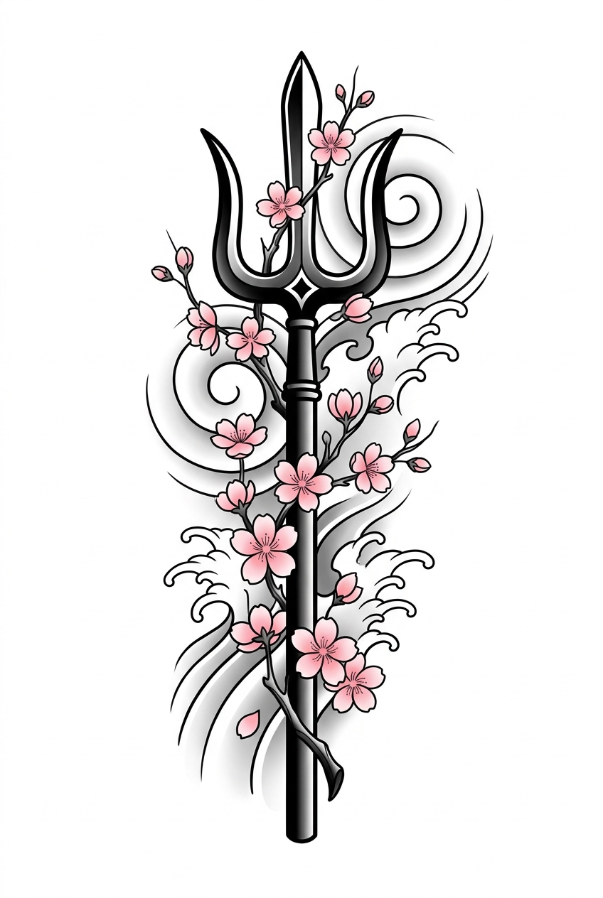 Trishul avec Fleurs de Sakura