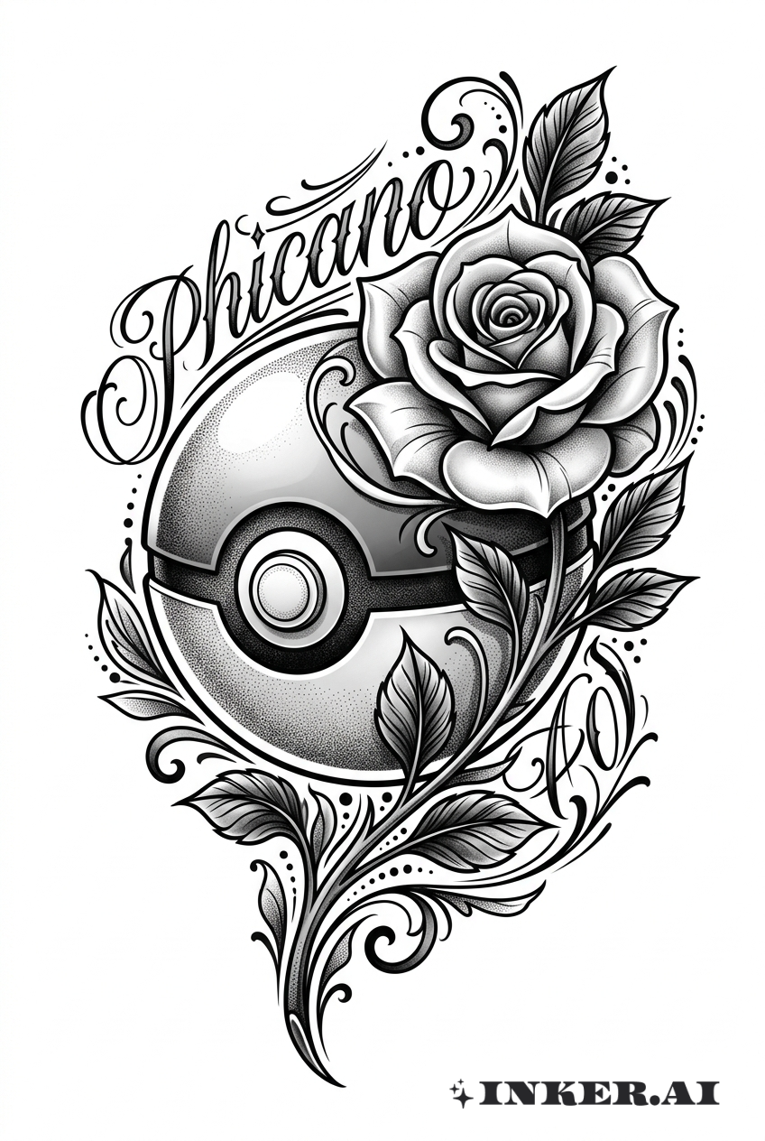 Pokeball Chicano avec Roses