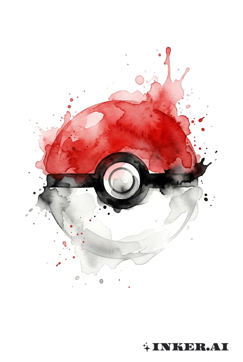Éclaboussure Aquarelle Pokeball