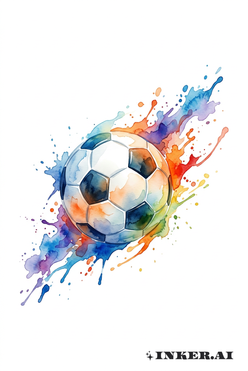水彩足球之濺