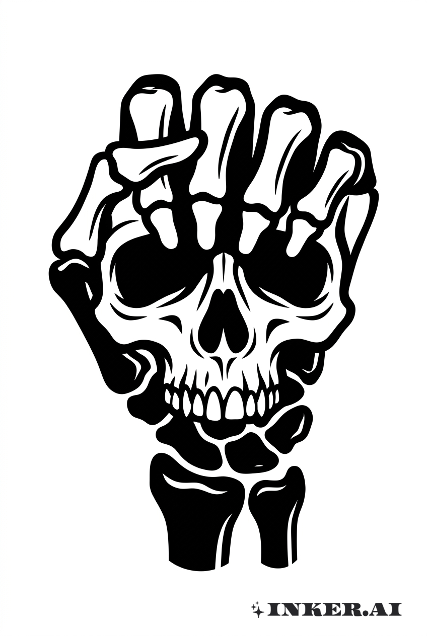 Silhouette einer gepressten Schädel-Hand