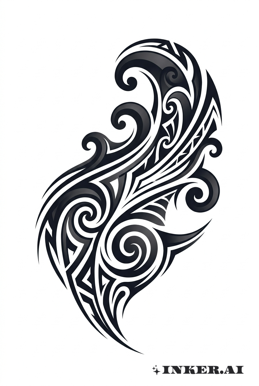Crête de Vague Maori Abstraite